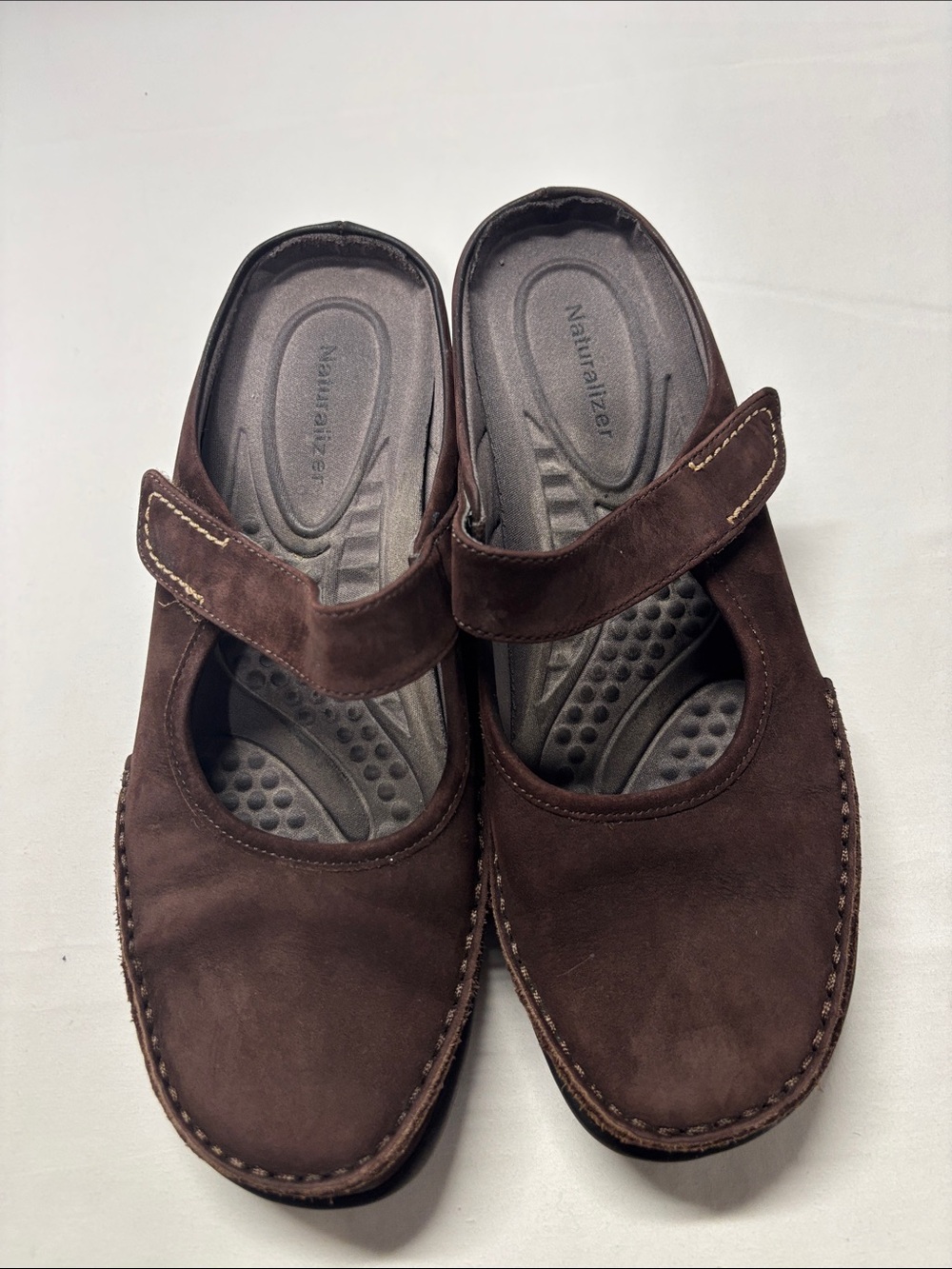 Naturalizer Dark Brown Suede Mary Jane Clog Mules
